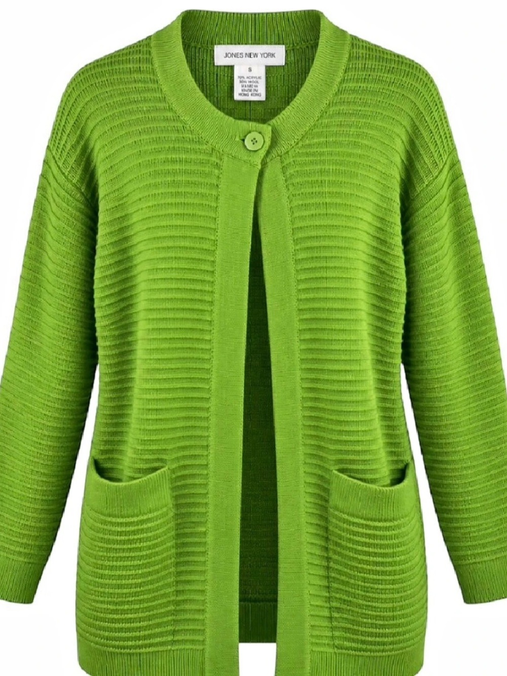 Oversized Jones New York Green Open Front Cardigan